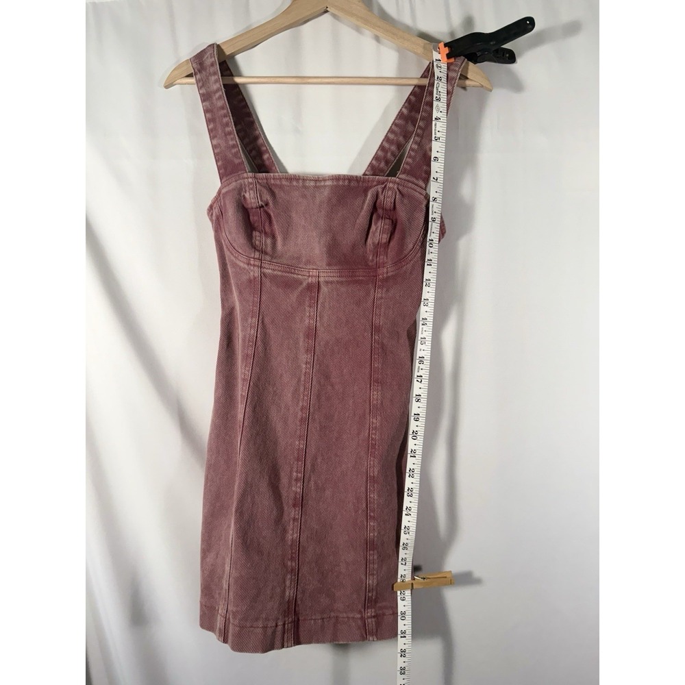 Urban Outfitters Golden Hour Structured Open Back Mauve Denim Mini Dress Women S - Picture 5 of 10